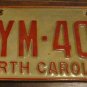 1973 North Carolina license plate DYM 402