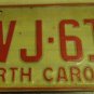 1973 North Carolina license plate DVJ 615
