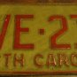 1973 North Carolina license plate DVE 210