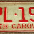 1973 North Carolina license plate DPL 196