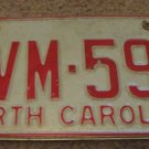 1973 North Carolina license plate CVM 599
