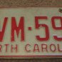 1973 North Carolina license plate CVM 599