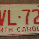 1973 North Carolina license plate CVL 721
