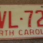 1973 North Carolina license plate CVL 721