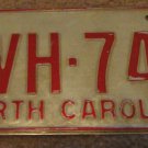 1973 North Carolina license plate CVH 740