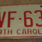 1973 North Carolina license plate CVF 630
