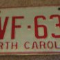 1973 North Carolina license plate CVF 630