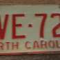 1973 North Carolina license plate CVE 724