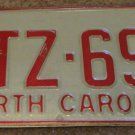 1973 North Carolina license plate CTZ 692