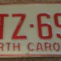 1973 North Carolina license plate CTZ 692
