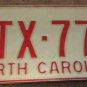 1973 North Carolina license plate CTX 770