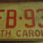 1973 North Carolina license plate CFB 933