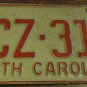 1973 North Carolina license plate CCZ 316