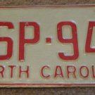 1973 North Carolina license plate CSP 942