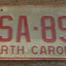 1973 North Carolina license plate CSA 899