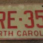 1973 North Carolina license plate CRE 353