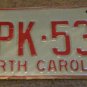 1973 North Carolina license plate CPK 534