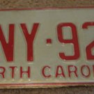 1973 North Carolina license plate CNY 929