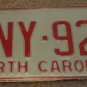 1973 North Carolina license plate CNY 929