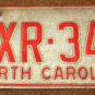1973 North Carolina license plate AXR 345