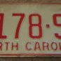 1973 North Carolina passenger truck license plate 9178 SX