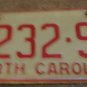 1973 North Carolina passenger truck license plate 8232 SY