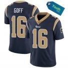 NFL Jerseys Rams Black #16 Goff Embroidered Rugby Jersey