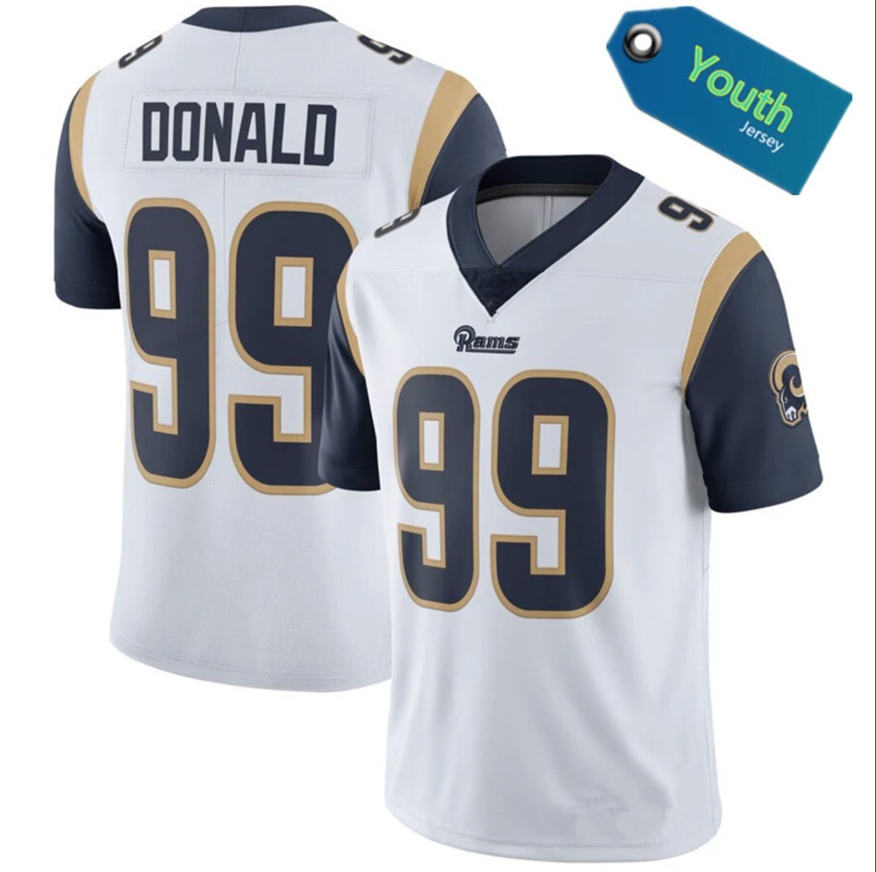 NFL Jerseys Rams White #99 Donald Embroidered Rugby Jersey