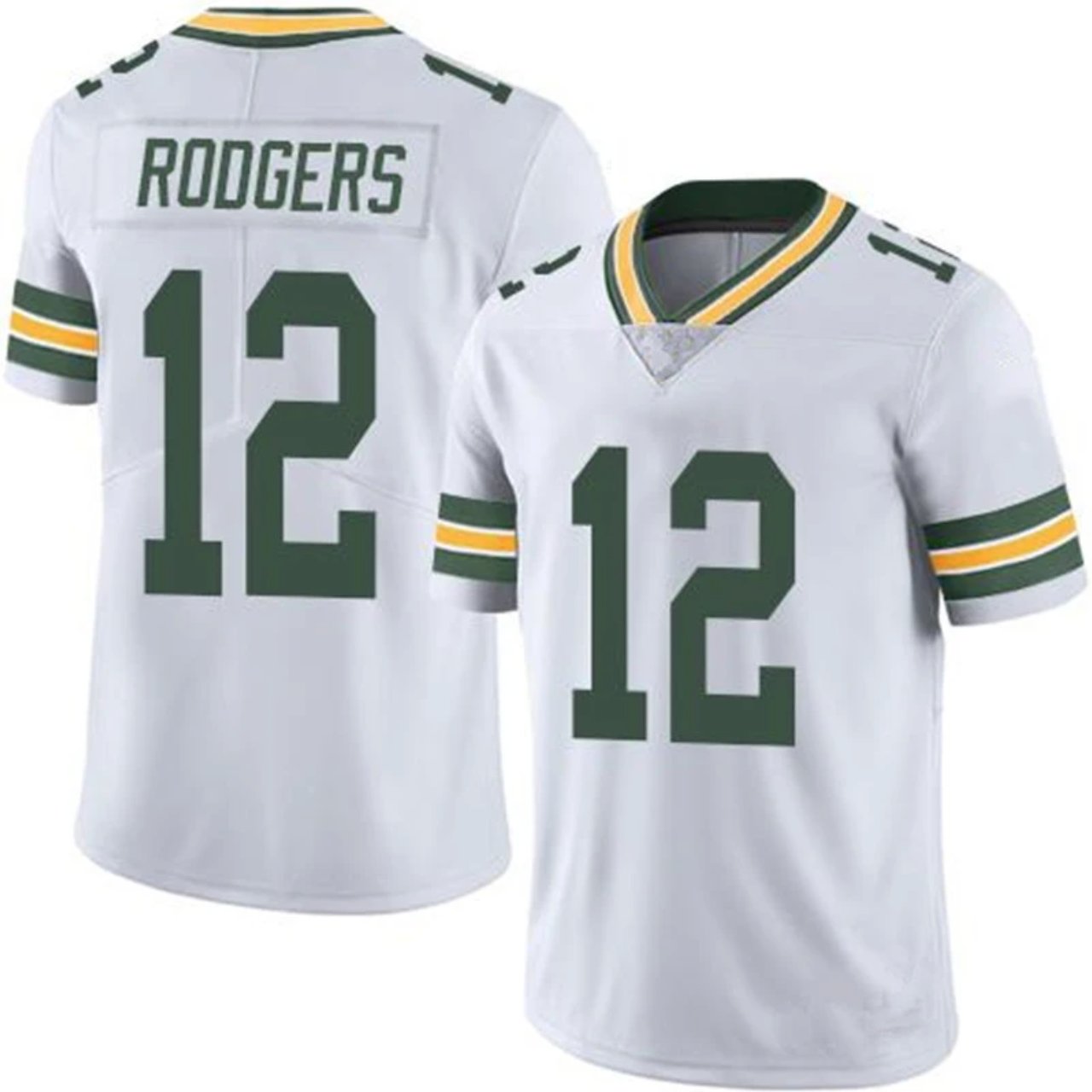 NFL Jersey Green Bay Packers White #12 Rodgers Rugby Jersey Fan Edition Embroidered Logo