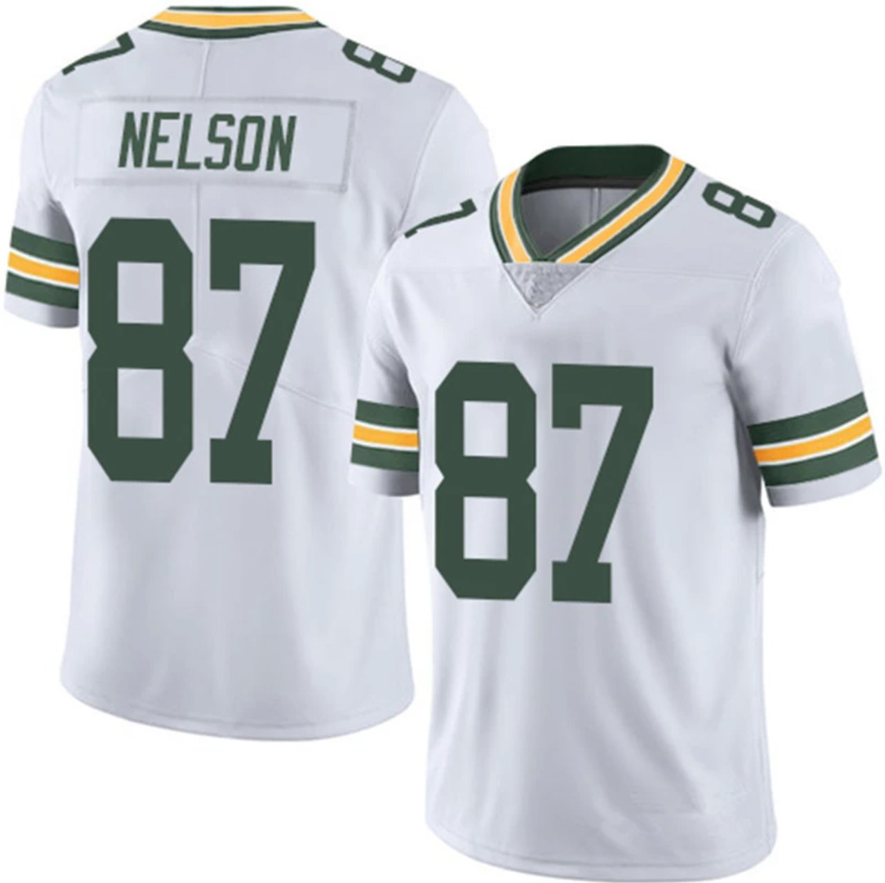 NFL Jersey Green Bay Packers White #87 Nelson Rugby Jersey Fan Edition Embroidered Logo