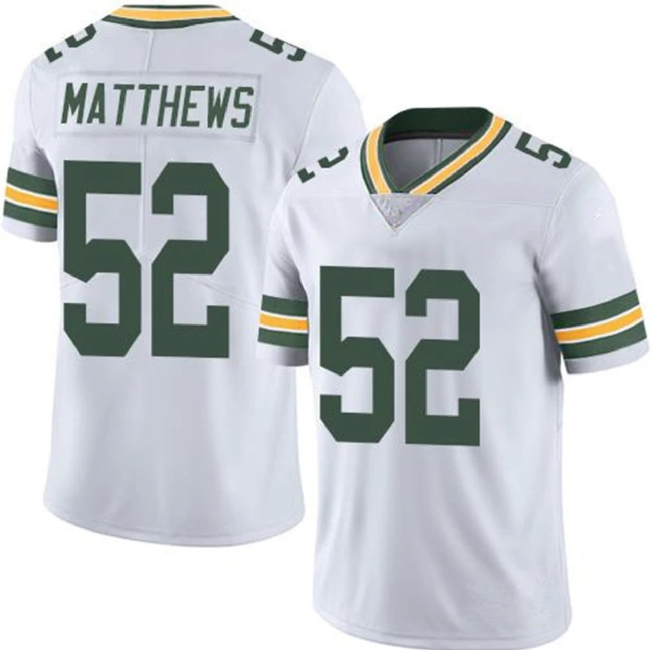 NFL Jersey Green Bay Packers White # 52 Matthews Rugby Jersey Fan Edition Embroidered Logo
