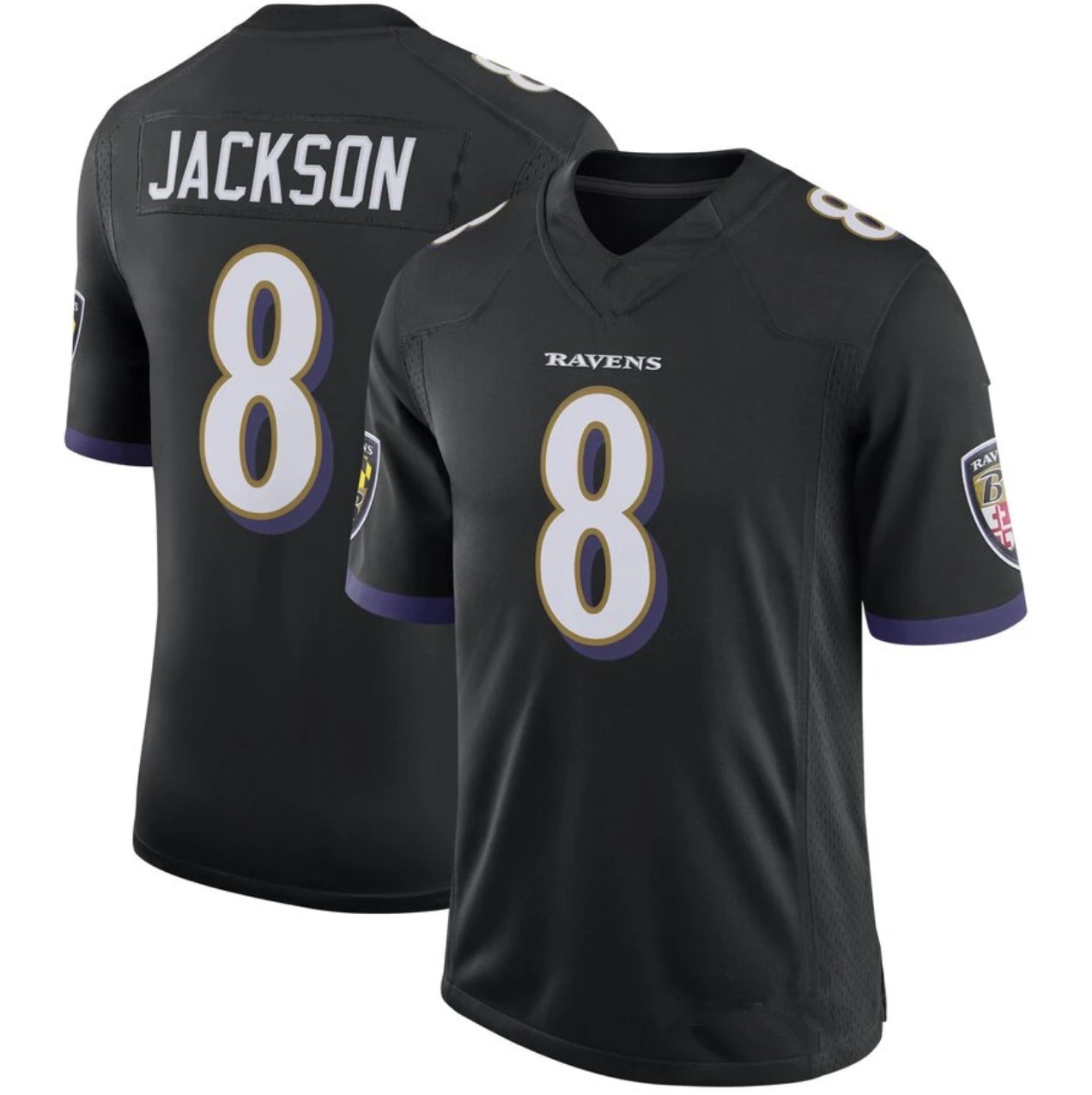NFL Jerseys Ravens Black #8 Jackson Rugby Jersey