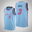 2020 NBA Jersey Heat Blue #3 Wade City Edition Embroidered Basketball Jersey