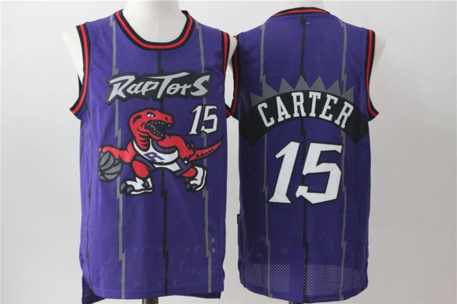 McDermott Raptors Retro Big Dragon Jersey A5 #15 Carter front purple