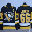 NHL Jersey Penguin Embroidered Hockey Jersey Black Yellow #66 Lemieux