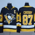 NHL Jersey Penguin Embroidered Hockey Jersey Black Yellow #87 Crosby