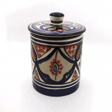 Moroccan Ceramic Cookie Jar Kitchen Container Hand-Painted Multi Utility Kitchen Storage