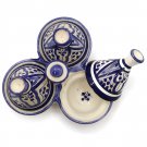 Three Head Serving Tagine Handmade Ceramic Moroccan Tajine Dish Exquisite