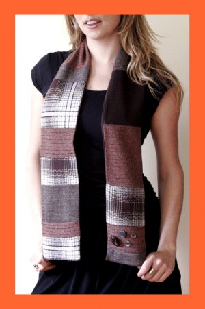 PAPAYA Patchwork Scarf with Vintage Buttons