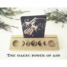 Triple moon oracle card stand, wood tarot card holder, Triple moon altar