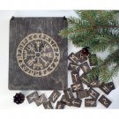 Black wooden runes, Runes set, Viking runes, Divination tools, Norse mythology