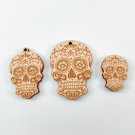 Engraved wood sugar skull, Laser cut, Diy and decoration, Skull charm