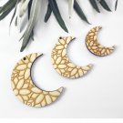 10 Pcs - DIY earring, Unfinished laser cut, Wood jewelry accessories, Crescent