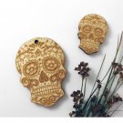 Set of 10 engraved sugar skull, Halloween decoration, DIY unfinished laser cut