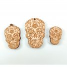 Wooden sugar skull,  Laser cut,  Jewellery keyrings