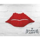 Wood installation Red lips, boho decor, lips wall art, above bed decor