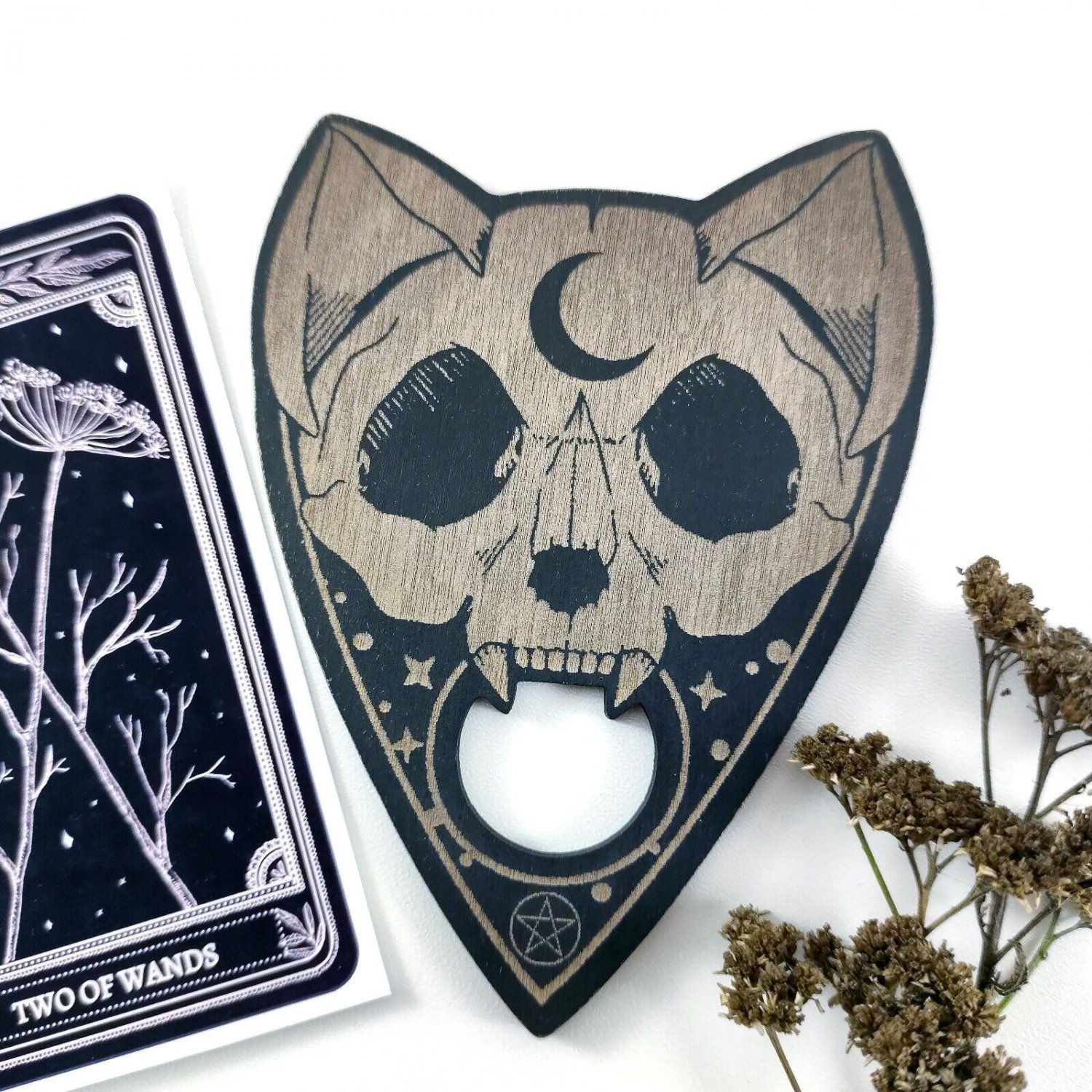 Planchette for ouija board, Wood ouija planchette, Creepy occult decor, Gothic