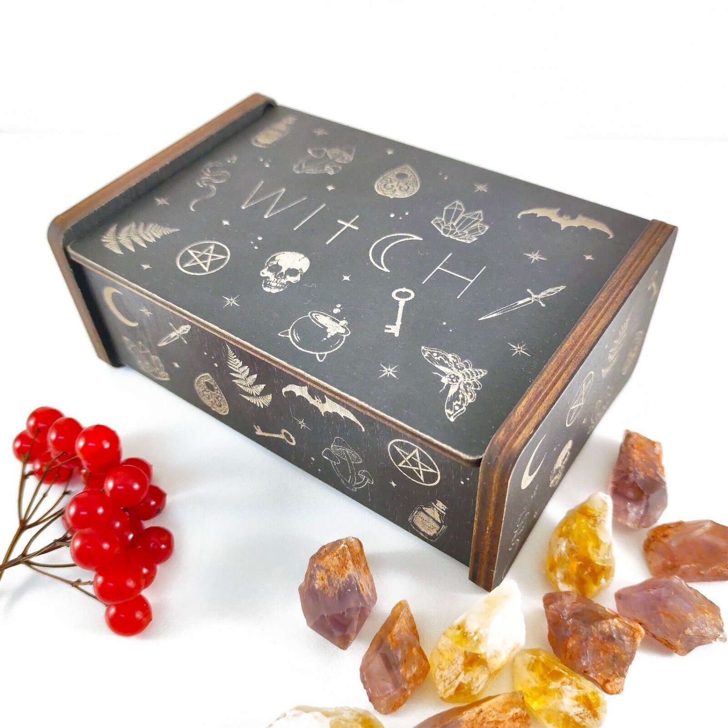 Gothic altar box, Ritual tools storage, Tarot cards stash box, Magic spells, Wit