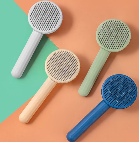 Round Pet Comb Self Cleaning Slicker Brush Automatic Quick Clean Needle Combs Pet Hair Remover Brush