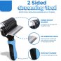 Professional Dog Comb Rake 2In1 Safe Double-Sided Handle Pet Grooming Brush For Mat Tangles Removing